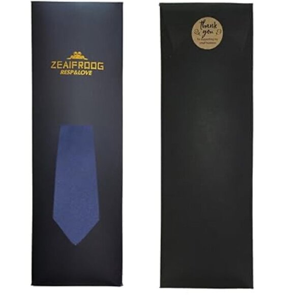 Zeafrog Mens Navy Blue Tie In Black Gift Box - Picture 5 of 5